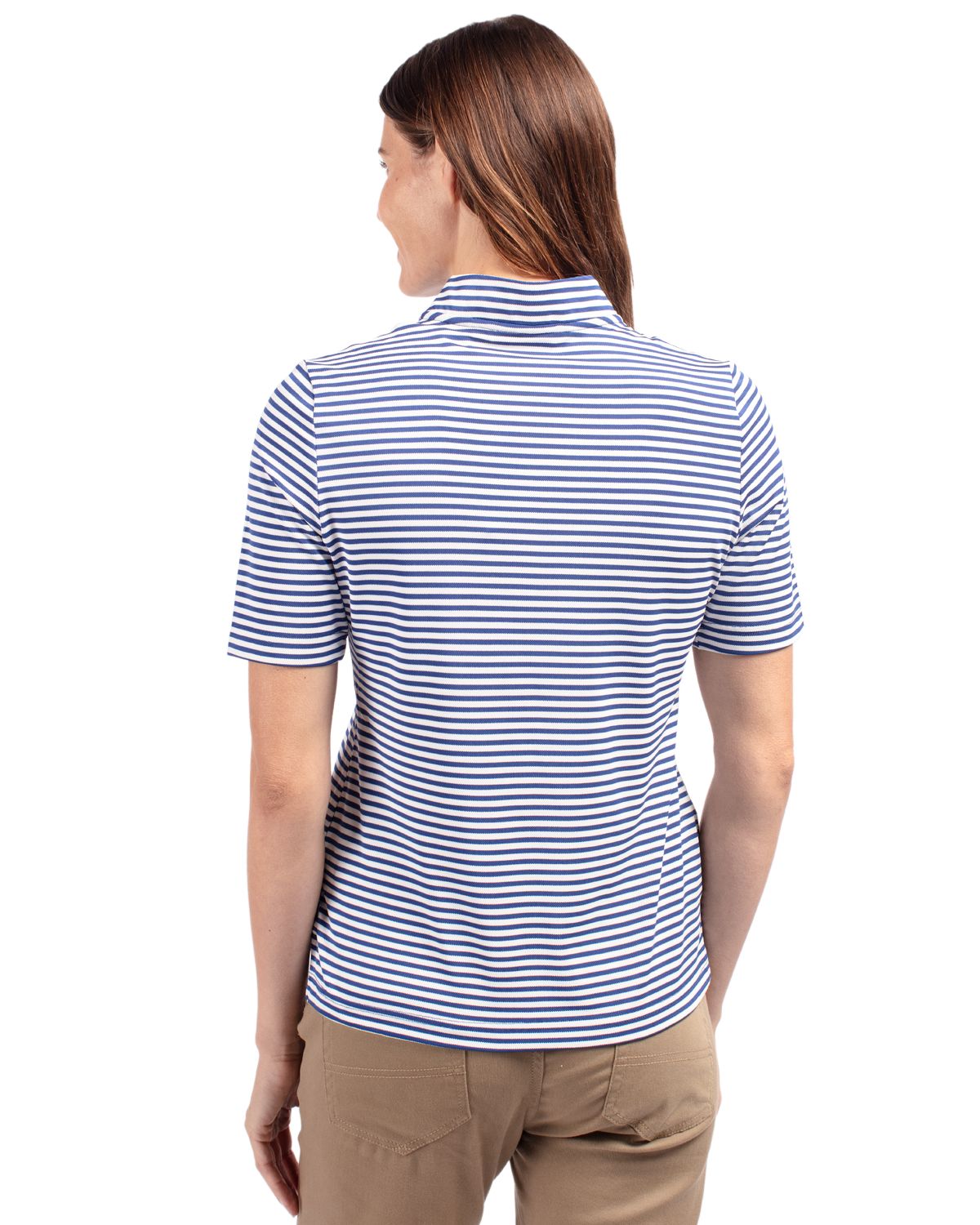Cutter & Buck Women's Virtue Recycled Stripe Featherlight Pique Half Zip-3