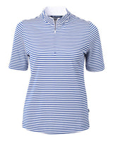 Cutter & Buck Women's Virtue Recycled Stripe Featherlight Pique Half Zip-5