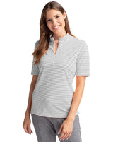 Cutter & Buck Women's Virtue Recycled Stripe Featherlight Pique Half Zip-3