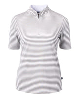 Cutter & Buck Women's Virtue Recycled Stripe Featherlight Pique Half Zip-7