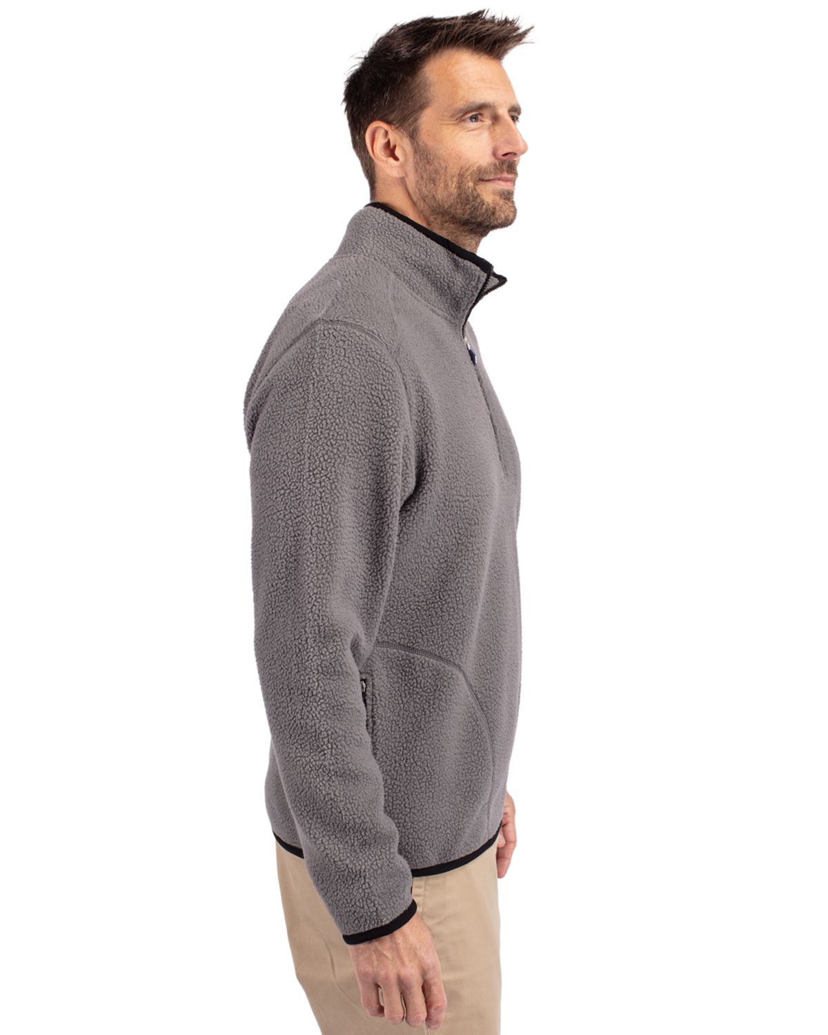Cutter & Buck Men's Cascade Epic Comfort Recycled Sherpa Fleece Quarter Zip Jacket-2