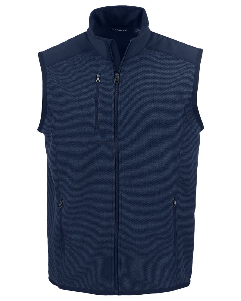 Cutter & Buck Men's Hunts Point Recycled Fleece Hybrid Full Zip Vest-7