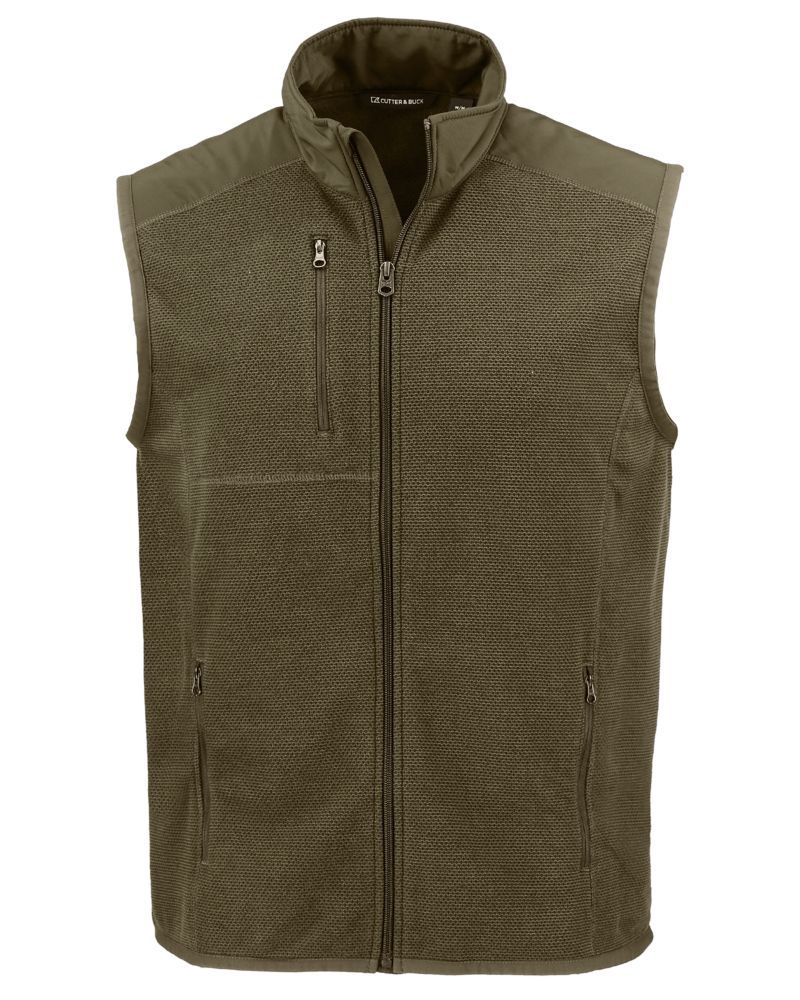 Cutter & Buck Men's Hunts Point Recycled Fleece Hybrid Full Zip Vest-5