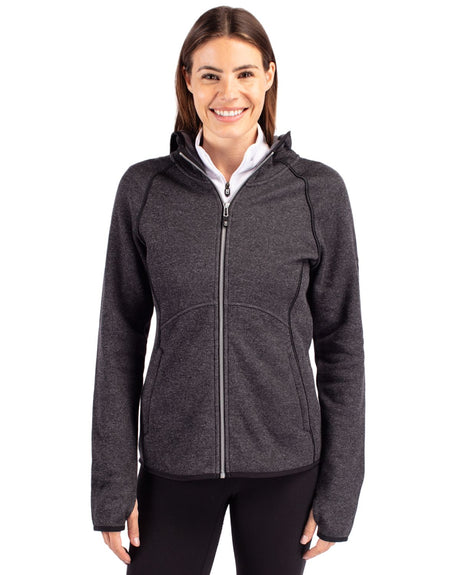 Cutter & Buck Women's Mainsail Sweater-Knit Full Zip Hooded Jacket-1