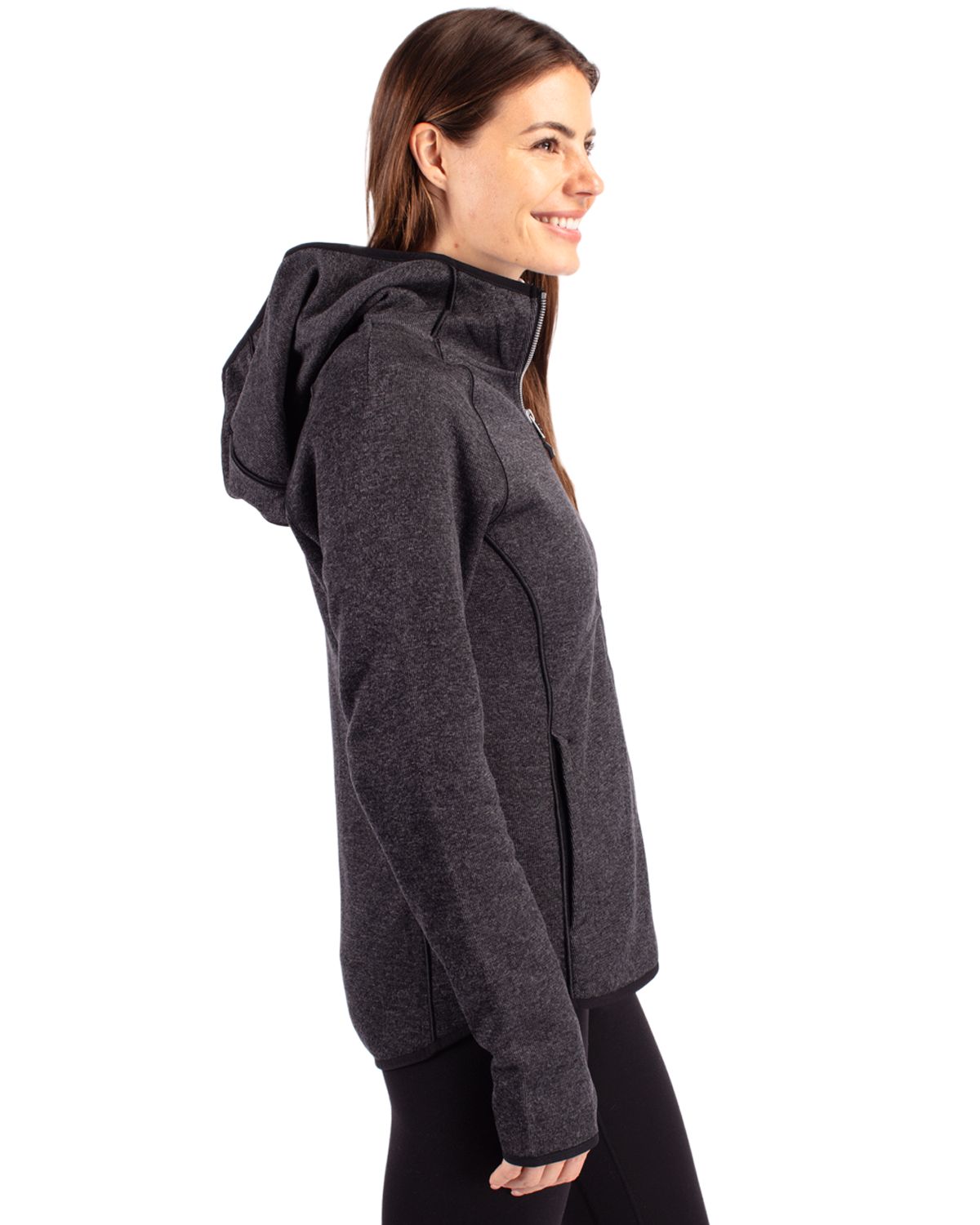 Cutter & Buck Women's Mainsail Sweater-Knit Full Zip Hooded Jacket-3