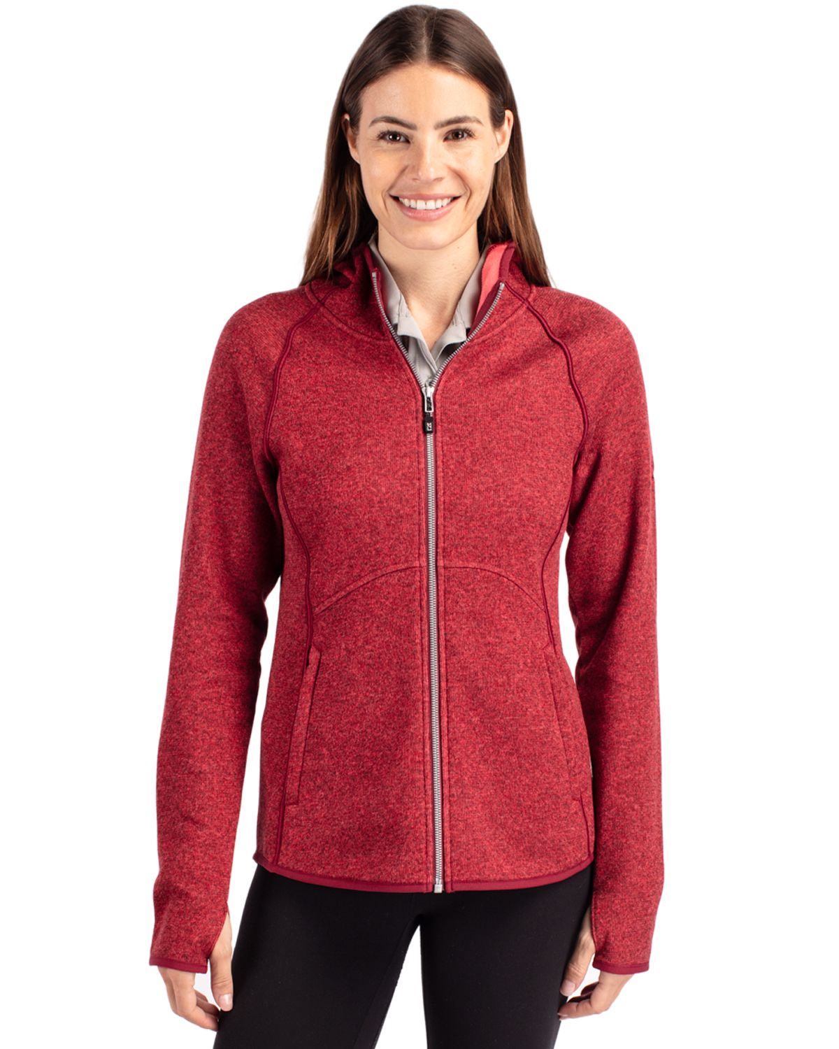 Cutter & Buck Women's Mainsail Sweater-Knit Full Zip Hooded Jacket-4