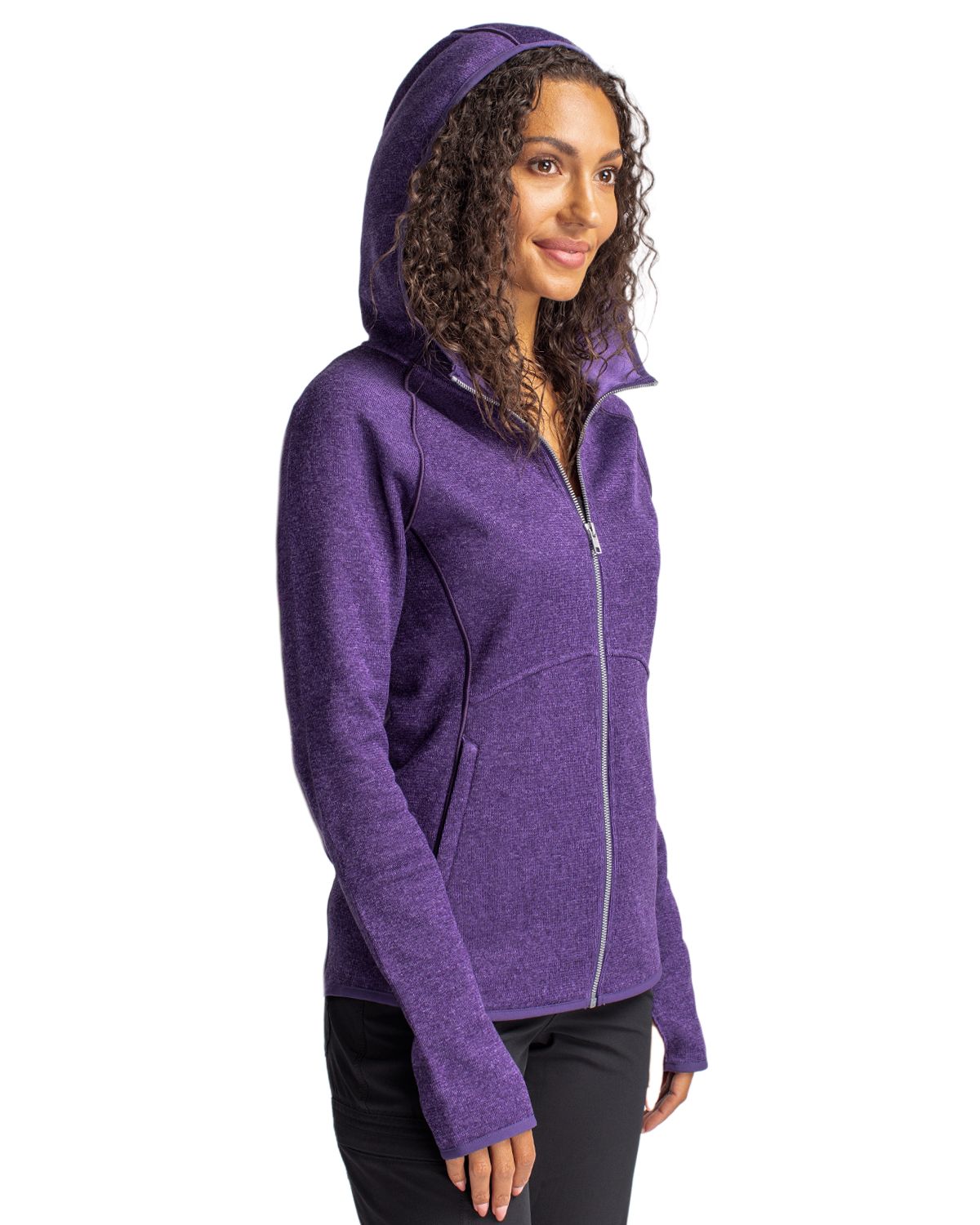Cutter & Buck Women's Mainsail Sweater-Knit Full Zip Hooded Jacket-6