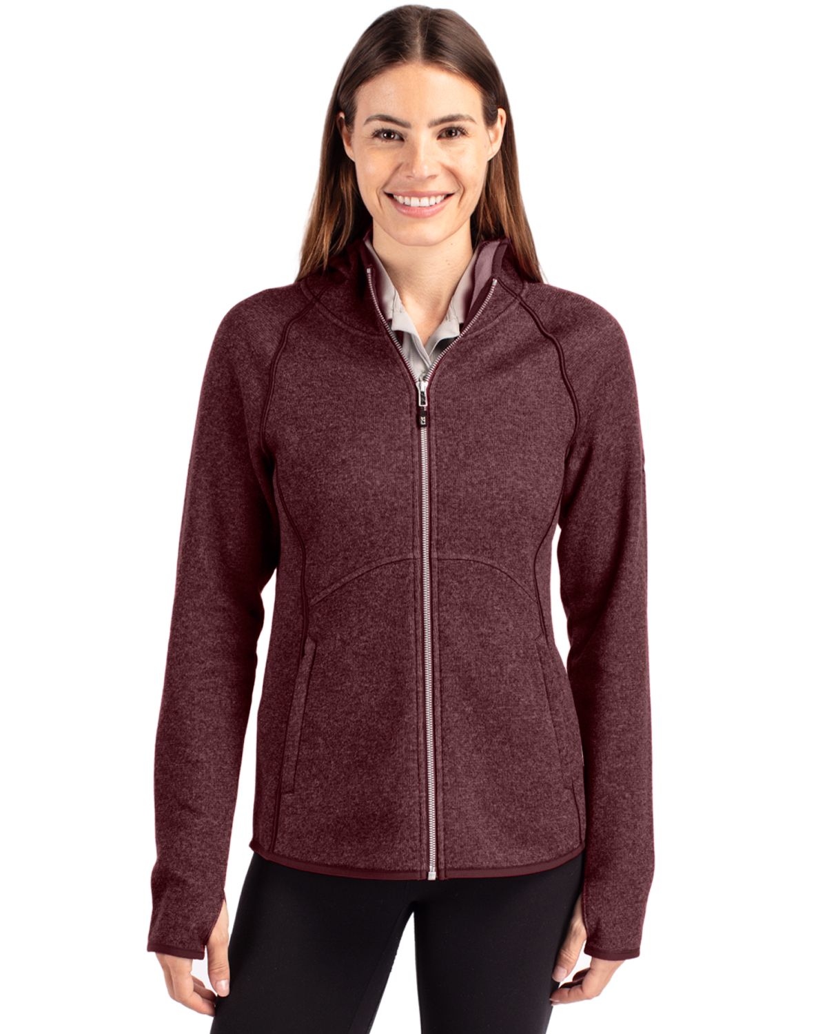 Cutter & Buck Women's Mainsail Sweater-Knit Full Zip Hooded Jacket-4