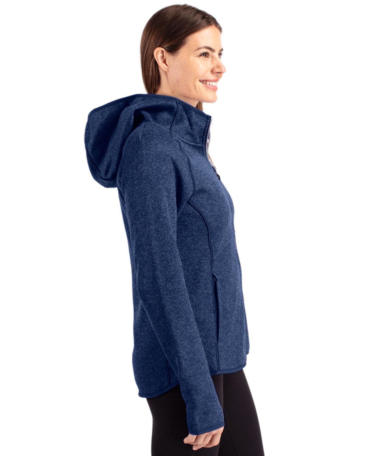 Cutter & Buck Women's Mainsail Sweater-Knit Full Zip Hooded Jacket-3