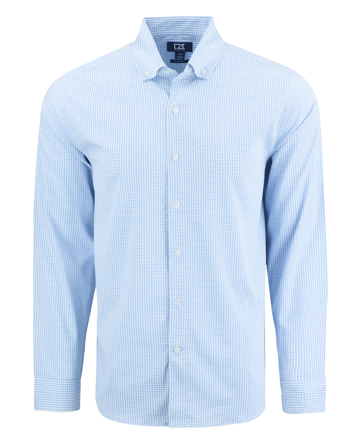 Cutter & Buck Men's Skyline Recycled Gingham Long Sleeve Button Down Dress Shirt-2