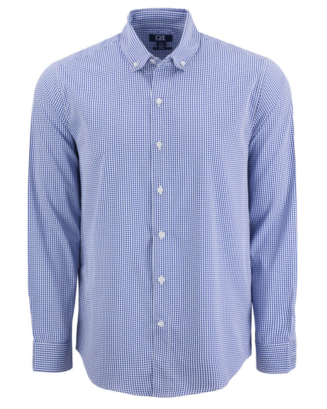 Cutter & Buck Men's Skyline Recycled Gingham Long Sleeve Button Down Dress Shirt-1