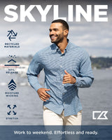Cutter & Buck Men's Skyline Recycled Gingham Long Sleeve Button Down Dress Shirt-8