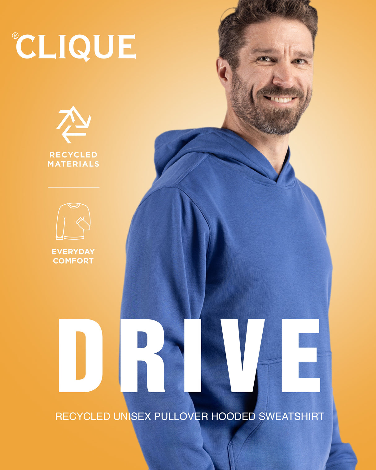 Clique Men's Drive Recycled Hooded Pullover Sweatshirt-11