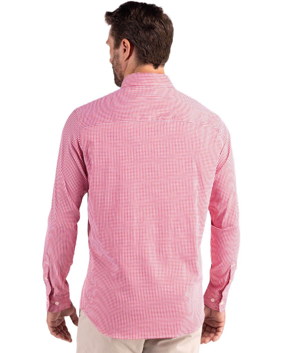 Cutter & Buck Men's Skyline Recycled Gingham Long Sleeve Button Down Dress Shirt-6