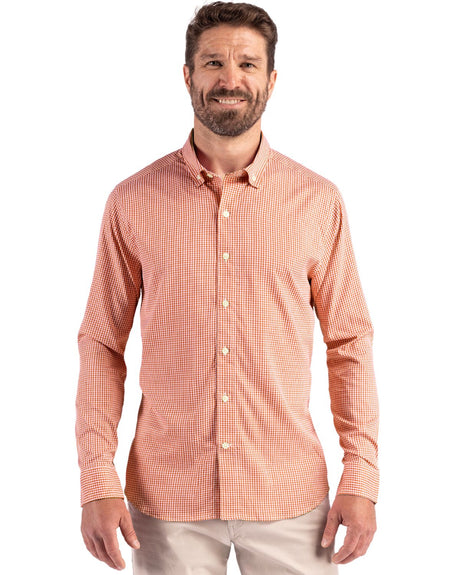 Cutter & Buck Men's Skyline Recycled Gingham Long Sleeve Button Down Dress Shirt-1