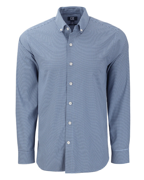 Cutter & Buck Men's Skyline Recycled Gingham Long Sleeve Button Down Dress Shirt-1