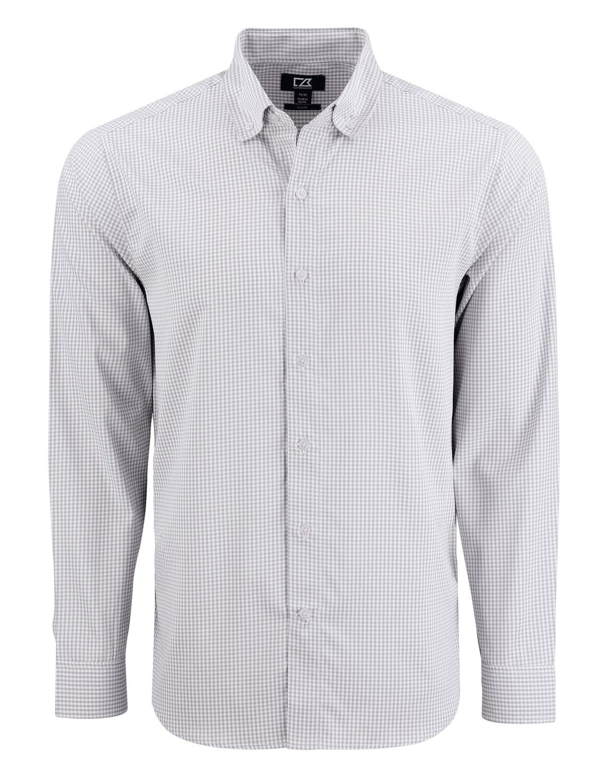 Cutter & Buck Men's Skyline Recycled Gingham Long Sleeve Button Down Dress Shirt-1