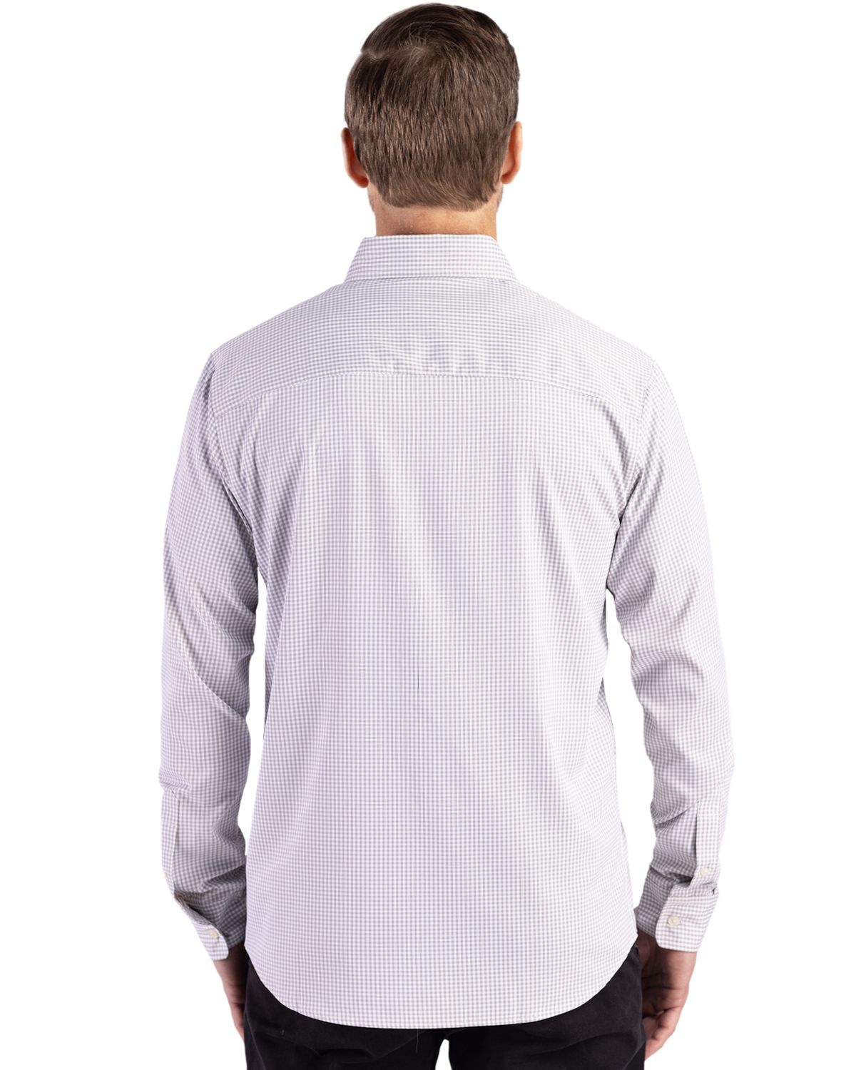 Cutter & Buck Men's Skyline Recycled Gingham Long Sleeve Button Down Dress Shirt-5