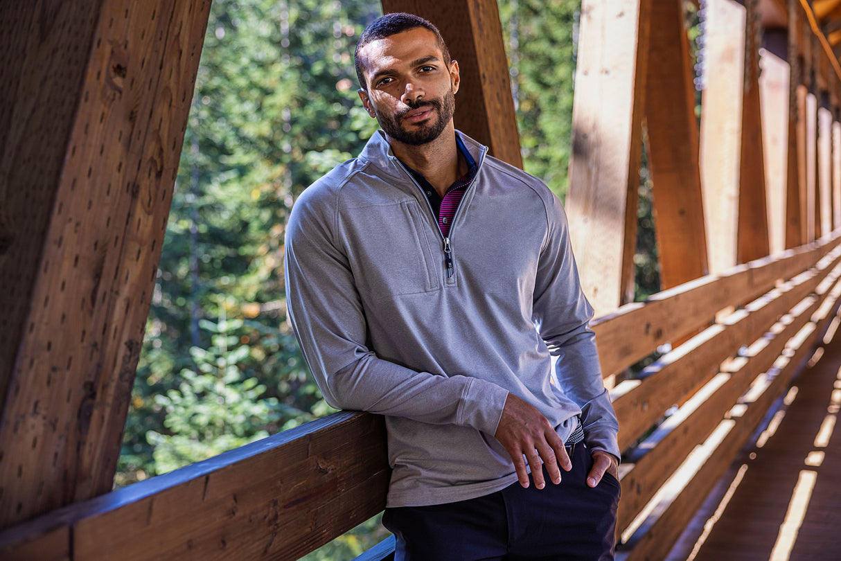 Cutter & Buck Men's Adapt Big & Tall Heathered Quarter Zip Pullover-7