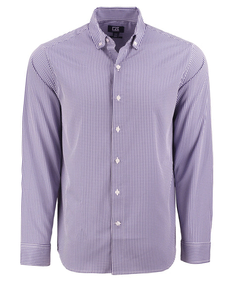 Cutter & Buck Men's Skyline Recycled Gingham Long Sleeve Button Down Dress Shirt-1
