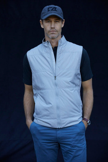 Cutter & Buck Men's Stealth Recycled Hybrid Quilted Windbreaker Vest-1