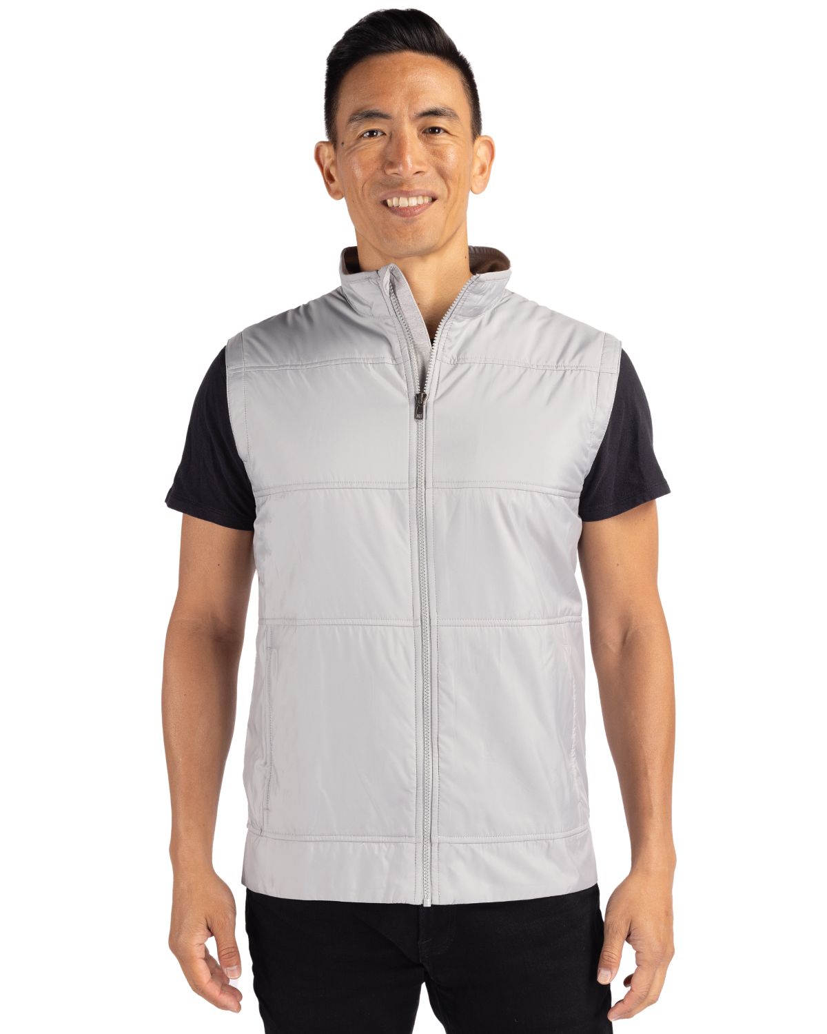 Cutter & Buck Men's Stealth Recycled Hybrid Quilted Windbreaker Vest-8