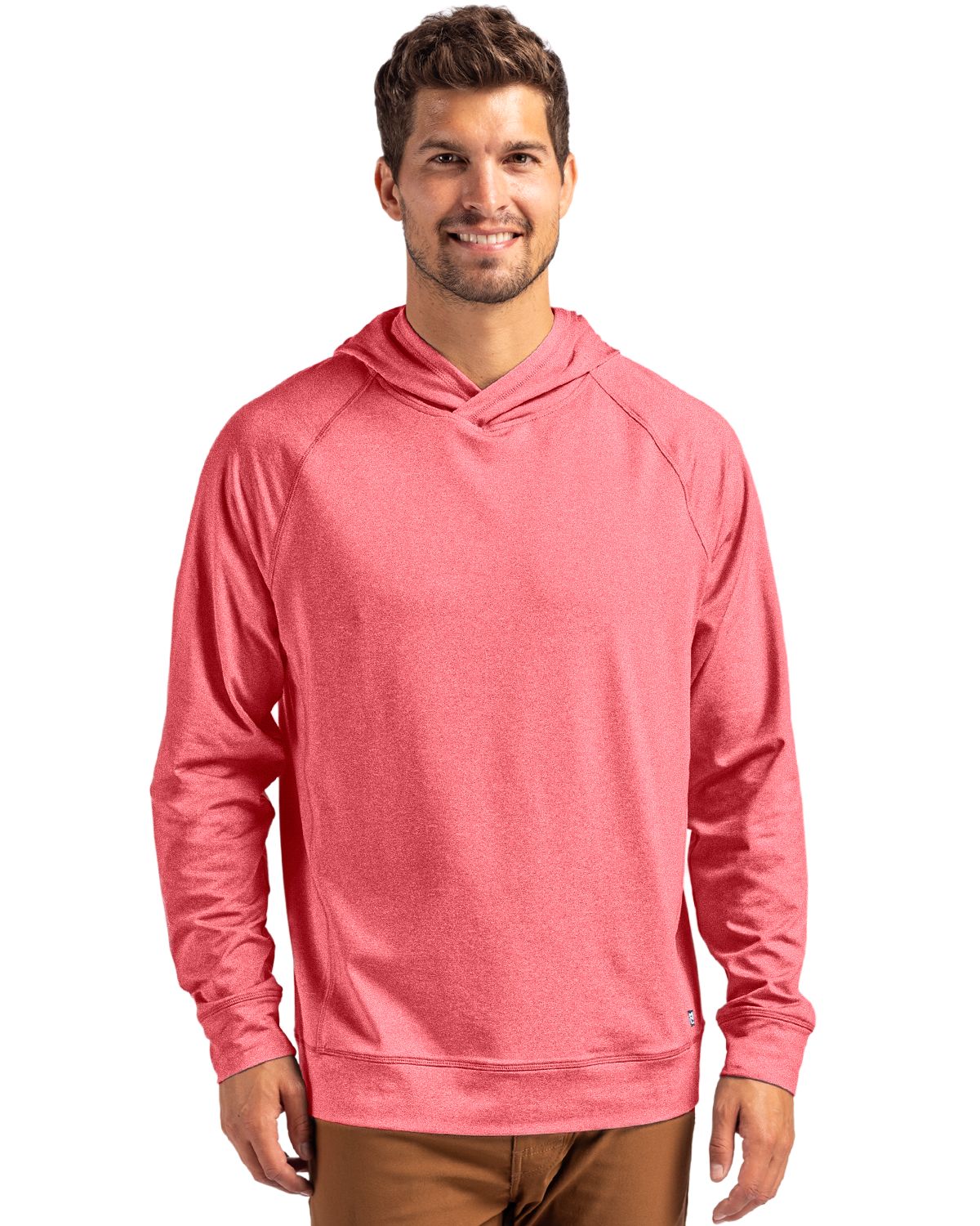 Cutter & Buck Men's Adapt Recycled Soft Knit Stretch Heathered Hooded Pullover-1
