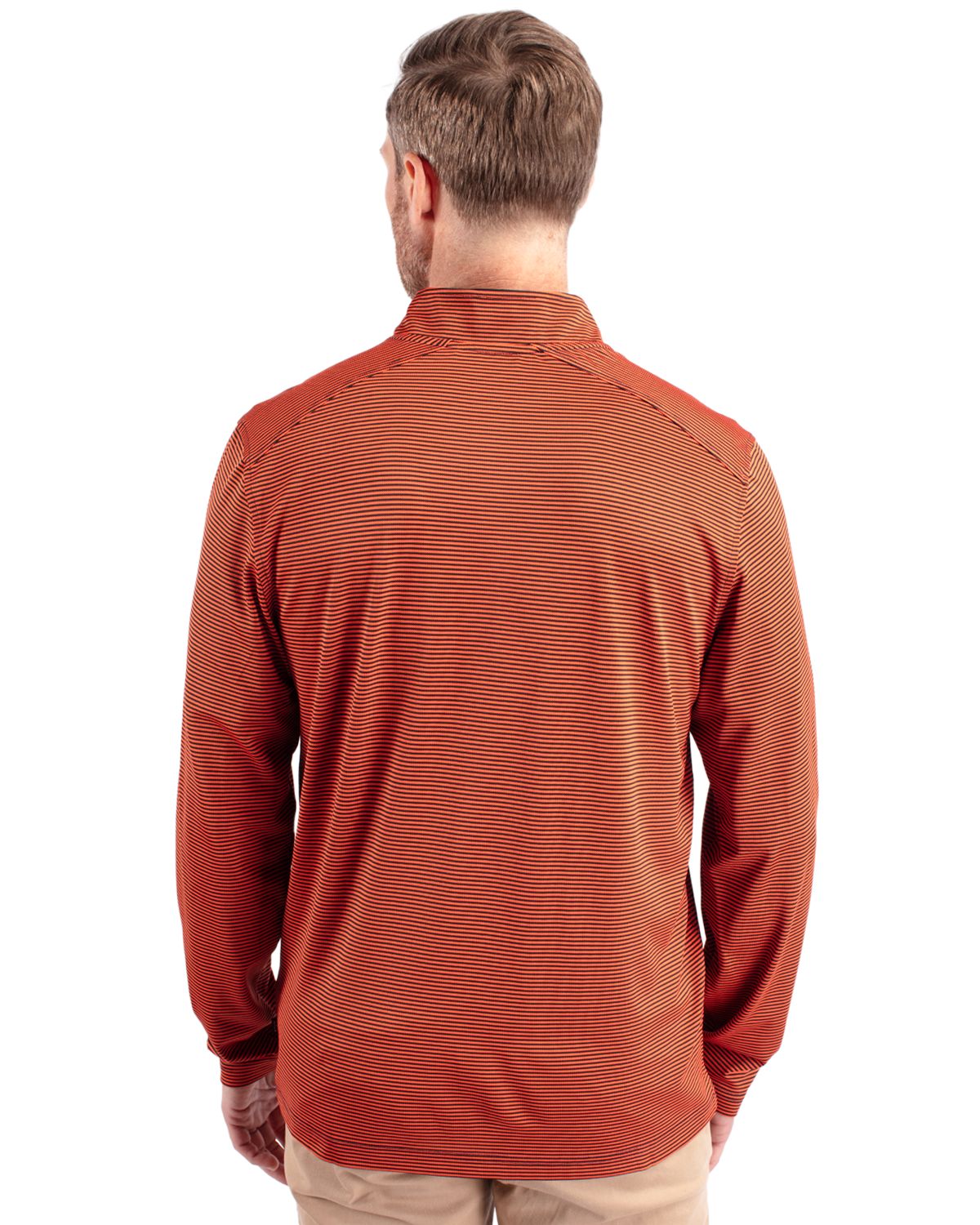 Cutter & Buck Men's Virtue Recycled Micro Stripe Featherlight Pique Quarter Zip Pullover-5