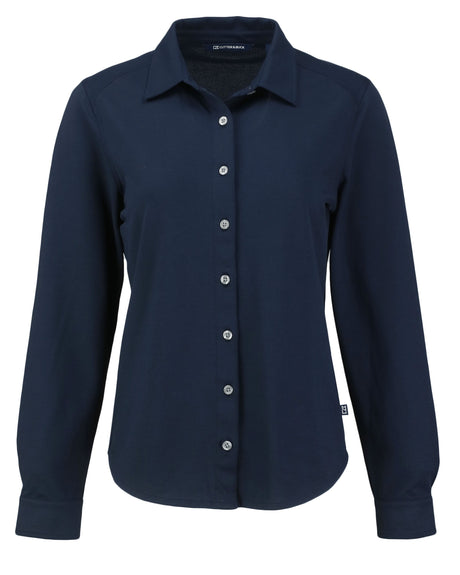 Cutter & Buck Women's Advantage Pique Long Sleeve Button-Down Shirt-1