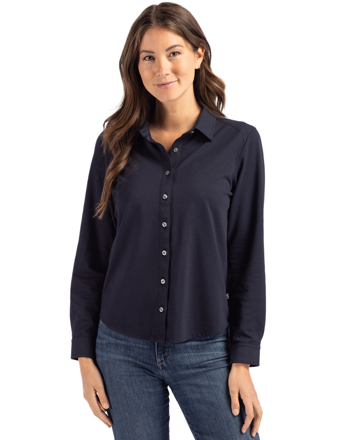 Cutter & Buck Women's Advantage Pique Long Sleeve Button-Down Shirt-4