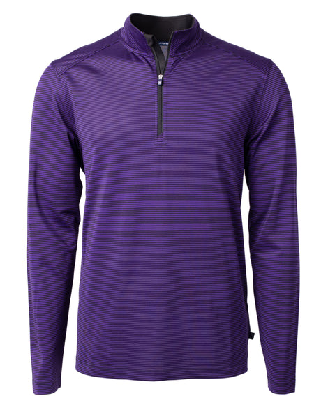Cutter & Buck Men's Virtue Recycled Micro Stripe Featherlight Pique Quarter Zip Pullover-1