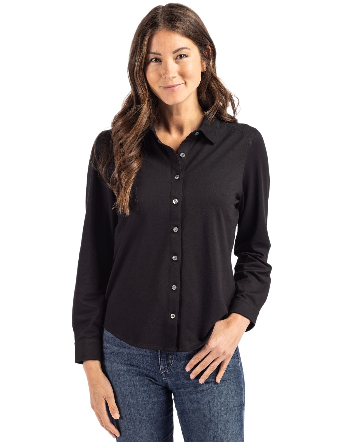 Cutter & Buck Women's Advantage Pique Long Sleeve Button-Down Shirt-4