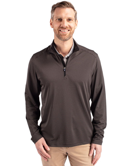 Cutter & Buck Men's Virtue Recycled Micro Stripe Featherlight Pique Quarter Zip Pullover-1
