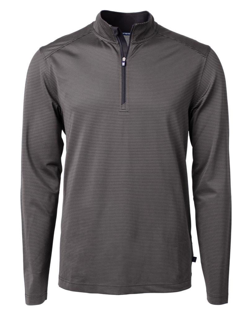 Cutter & Buck Men's Virtue Recycled Micro Stripe Featherlight Pique Quarter Zip Pullover-5