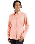 Cutter & Buck Women's Skyline Recycled Gingham Long Sleeve Spread Collar Dress Shirt-1