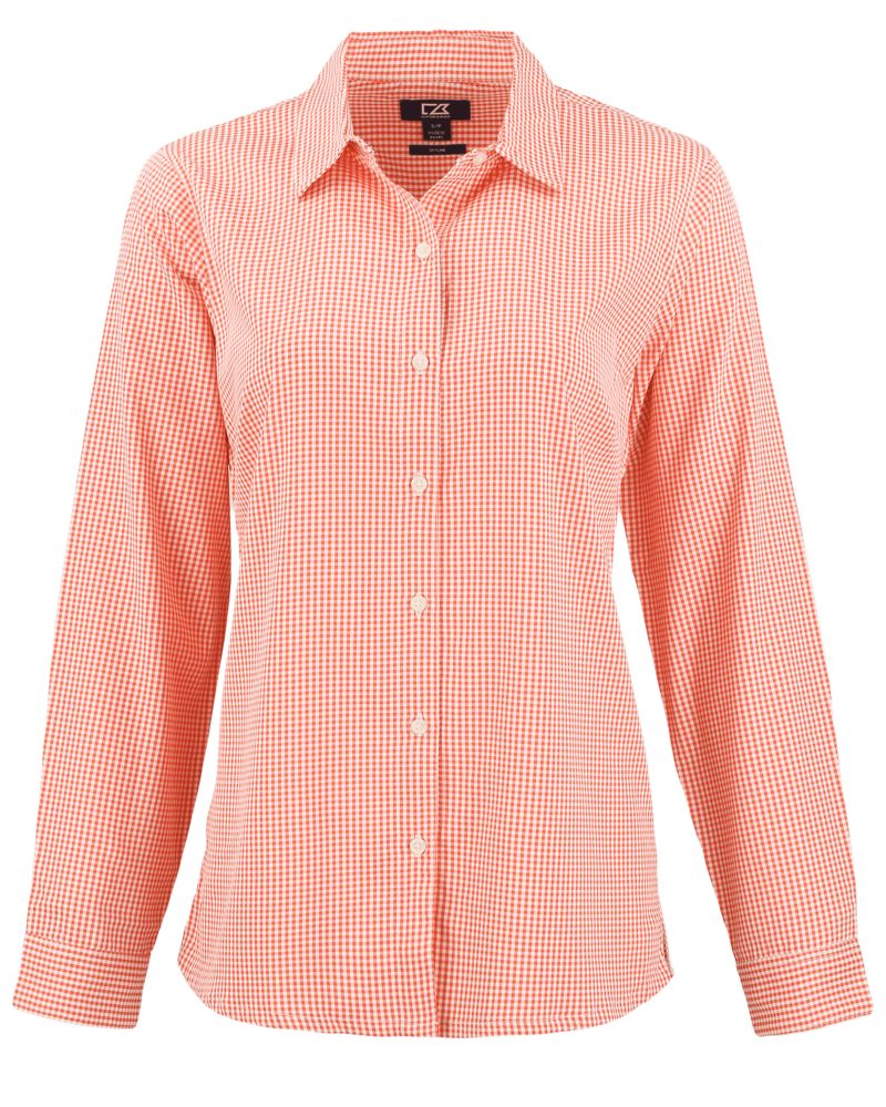 Cutter & Buck Women's Skyline Recycled Gingham Long Sleeve Spread Collar Dress Shirt-5