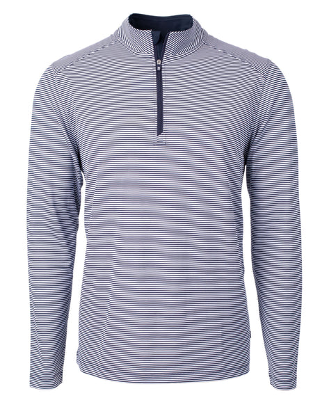 Cutter & Buck Men's Virtue Recycled Micro Stripe Featherlight Pique Quarter Zip Pullover-1