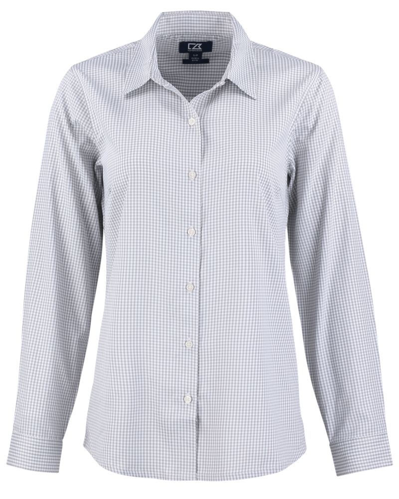 Cutter & Buck Women's Skyline Recycled Gingham Long Sleeve Spread Collar Dress Shirt-5