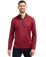 Cutter & Buck Men's Virtue Recycled Micro Stripe Featherlight Pique Quarter Zip Pullover-2