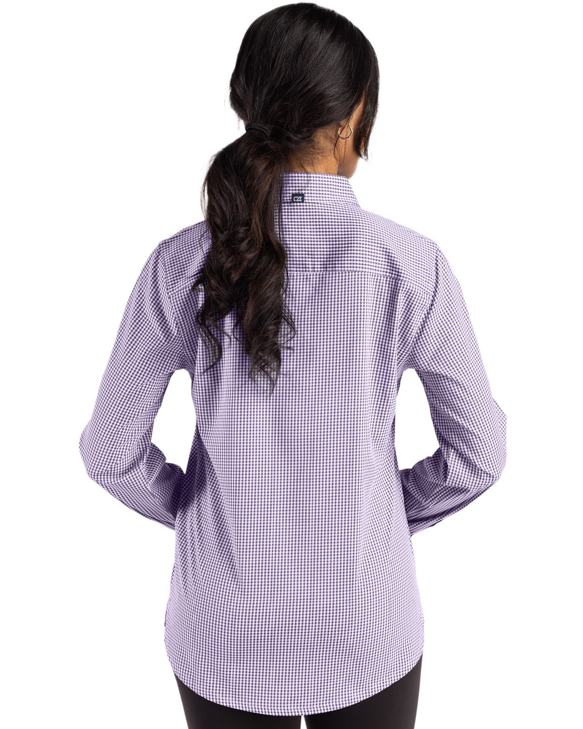 Cutter & Buck Women's Skyline Recycled Gingham Long Sleeve Spread Collar Dress Shirt-7