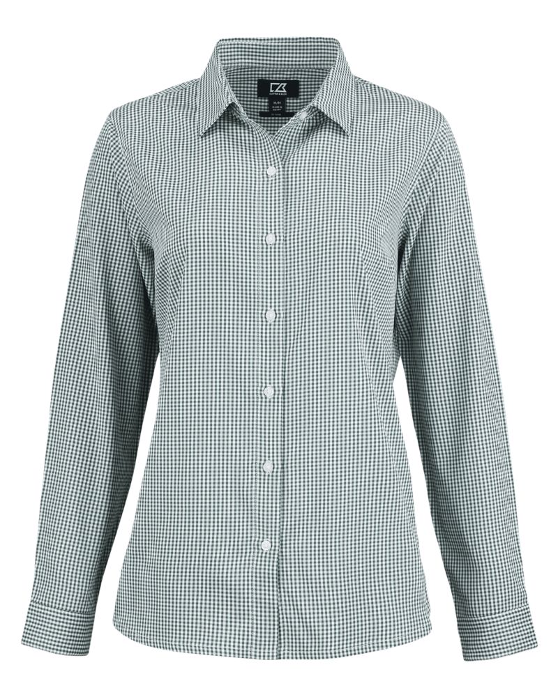 Cutter & Buck Women's Skyline Recycled Gingham Long Sleeve Spread Collar Dress Shirt-3