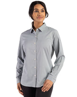 Cutter & Buck Women's Skyline Recycled Gingham Long Sleeve Spread Collar Dress Shirt-5