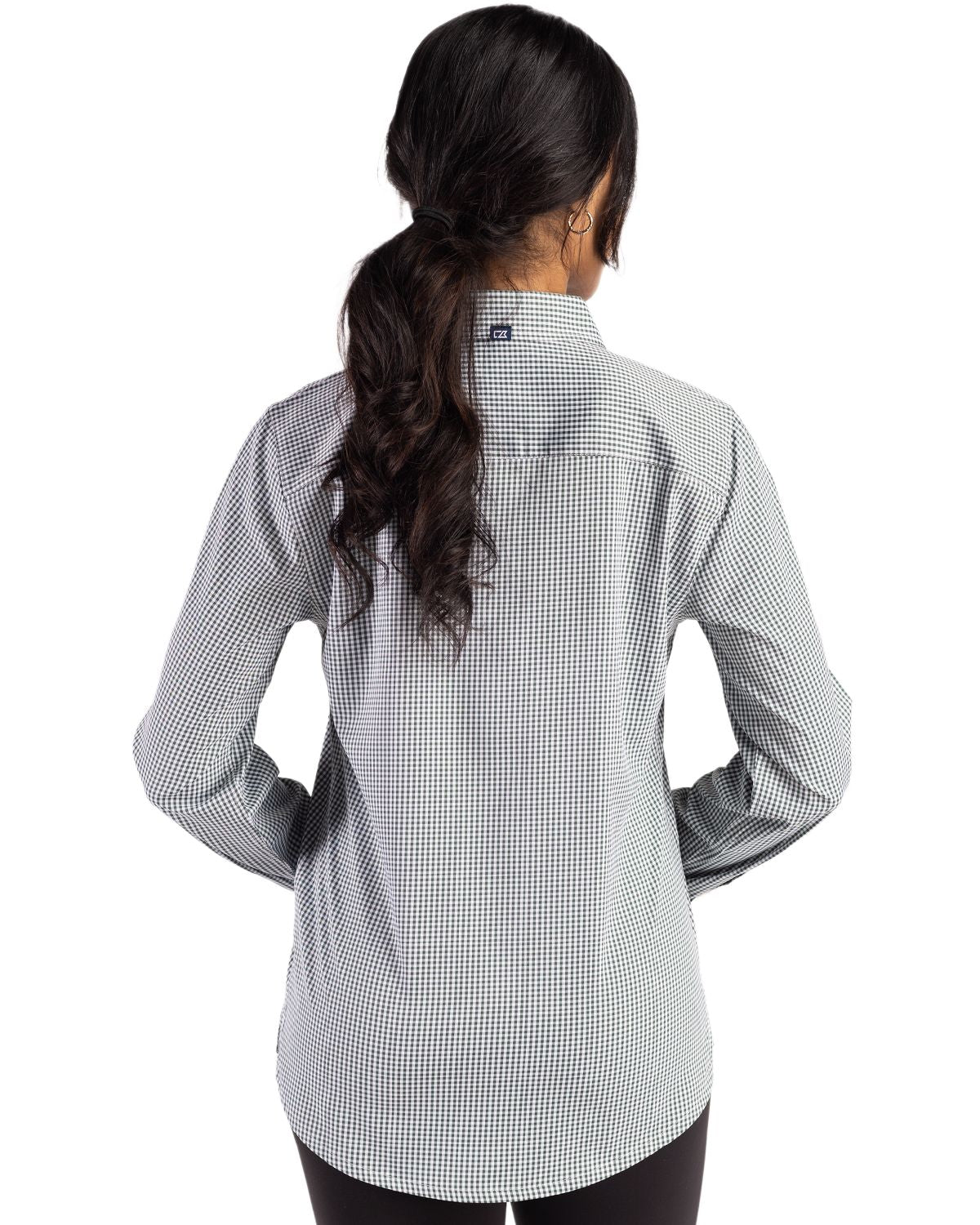 Cutter & Buck Women's Skyline Recycled Gingham Long Sleeve Spread Collar Dress Shirt-6
