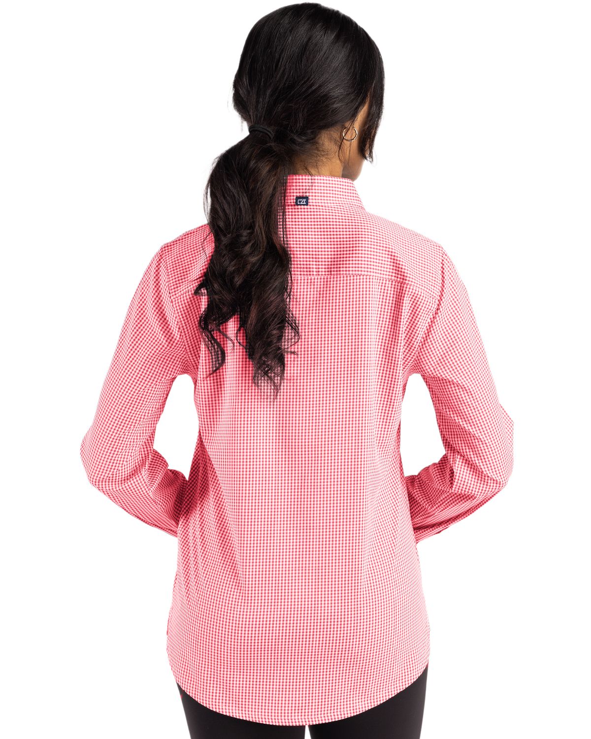Cutter & Buck Women's Skyline Recycled Gingham Long Sleeve Spread Collar Dress Shirt-2