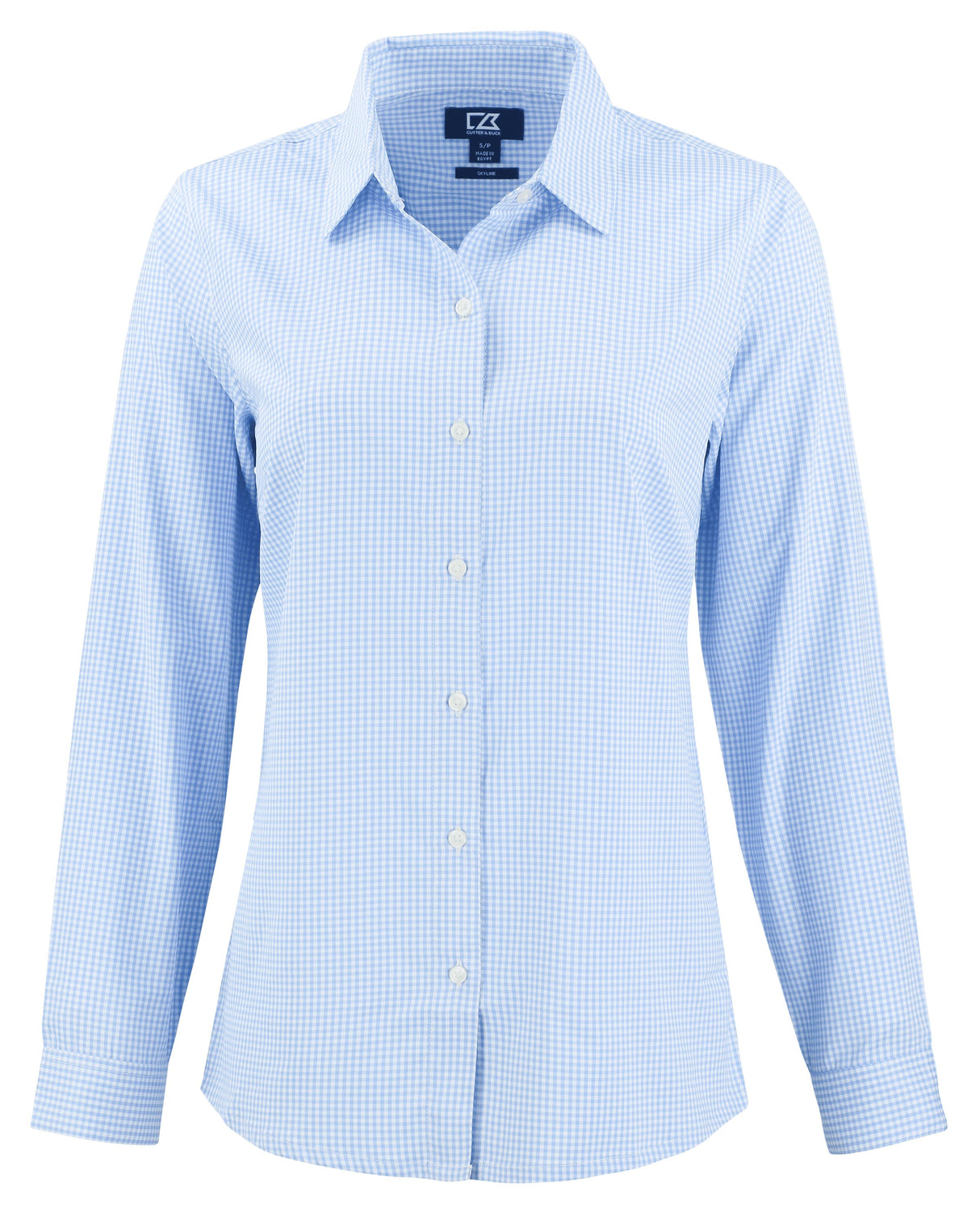 Cutter & Buck Women's Skyline Recycled Gingham Long Sleeve Spread Collar Dress Shirt-4