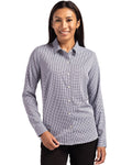 Cutter & Buck Women's Skyline Recycled Gingham Long Sleeve Spread Collar Dress Shirt-1