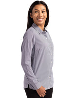 Cutter & Buck Women's Skyline Recycled Gingham Long Sleeve Spread Collar Dress Shirt-3