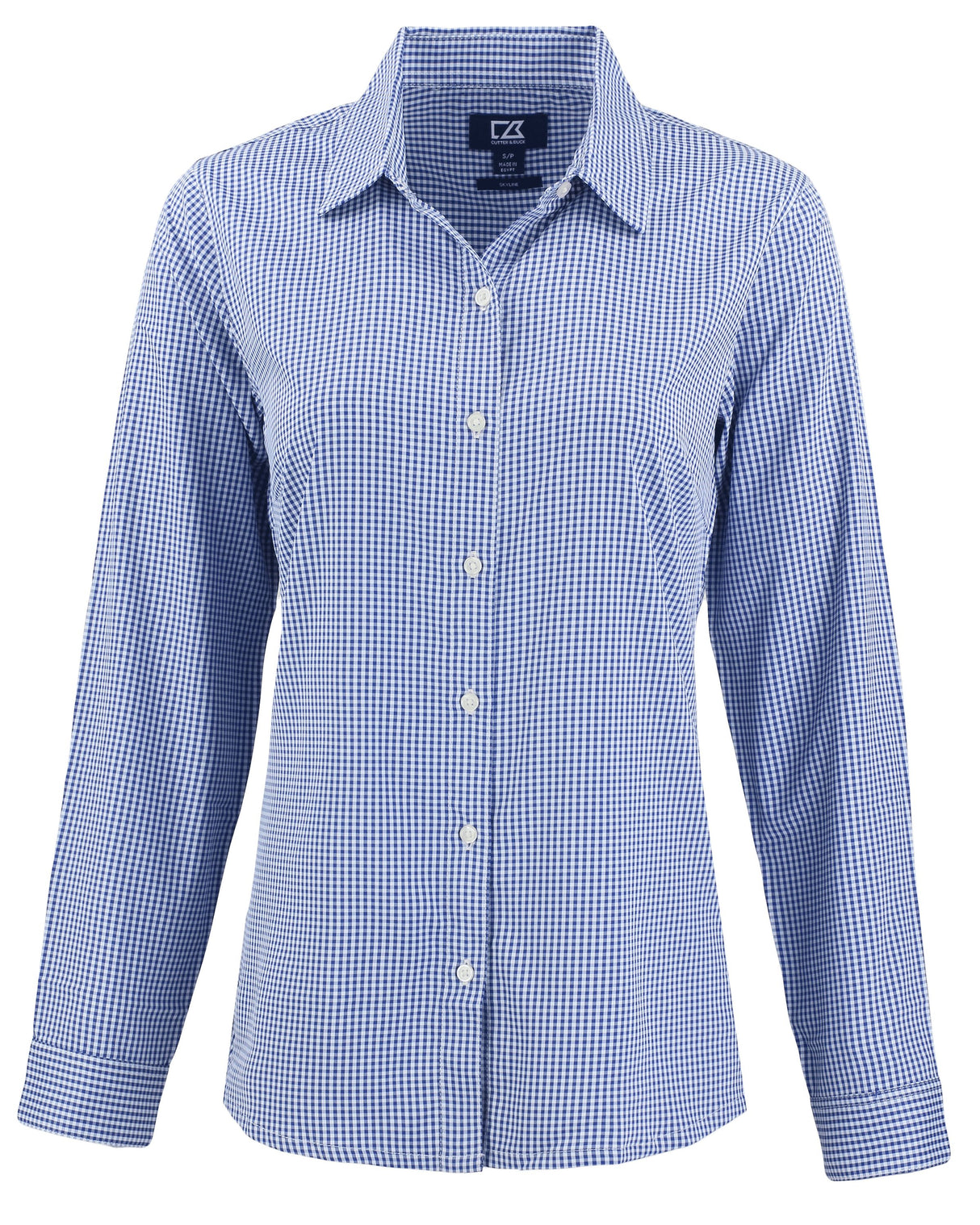 Cutter & Buck Women's Skyline Recycled Gingham Long Sleeve Spread Collar Dress Shirt-4