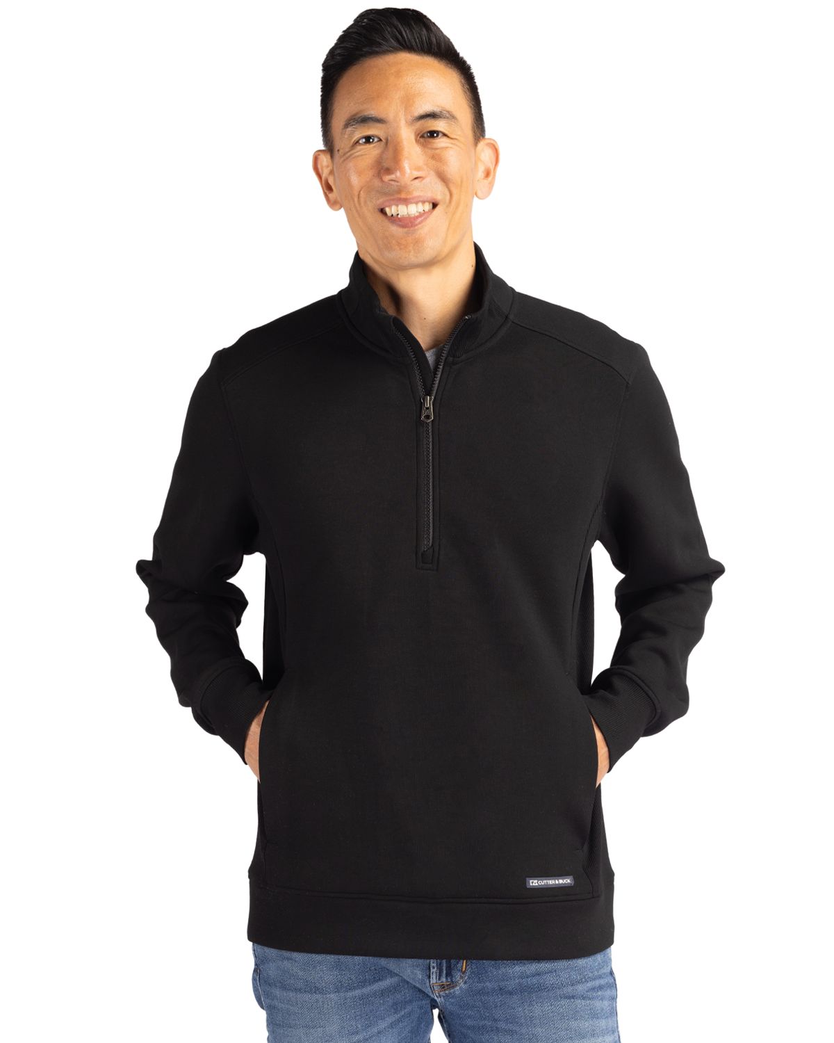 Cutter & Buck Men's Roam Recycled Buttery-Soft Knit Quarter Zip Jacket-1
