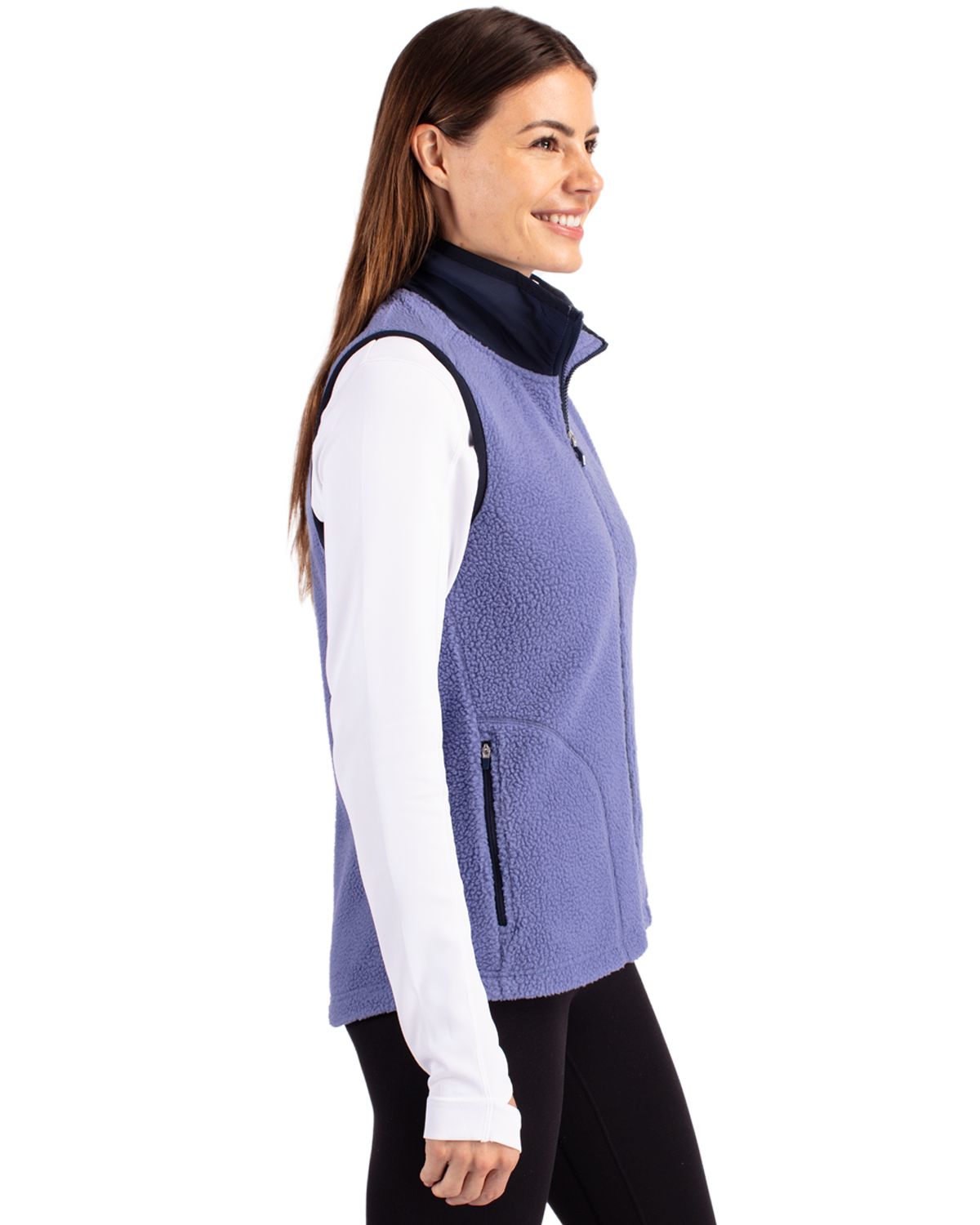 Cutter & Buck Women's Cascade Epic Comfort Recycled Sherpa Fleece Full Zip Vest-3
